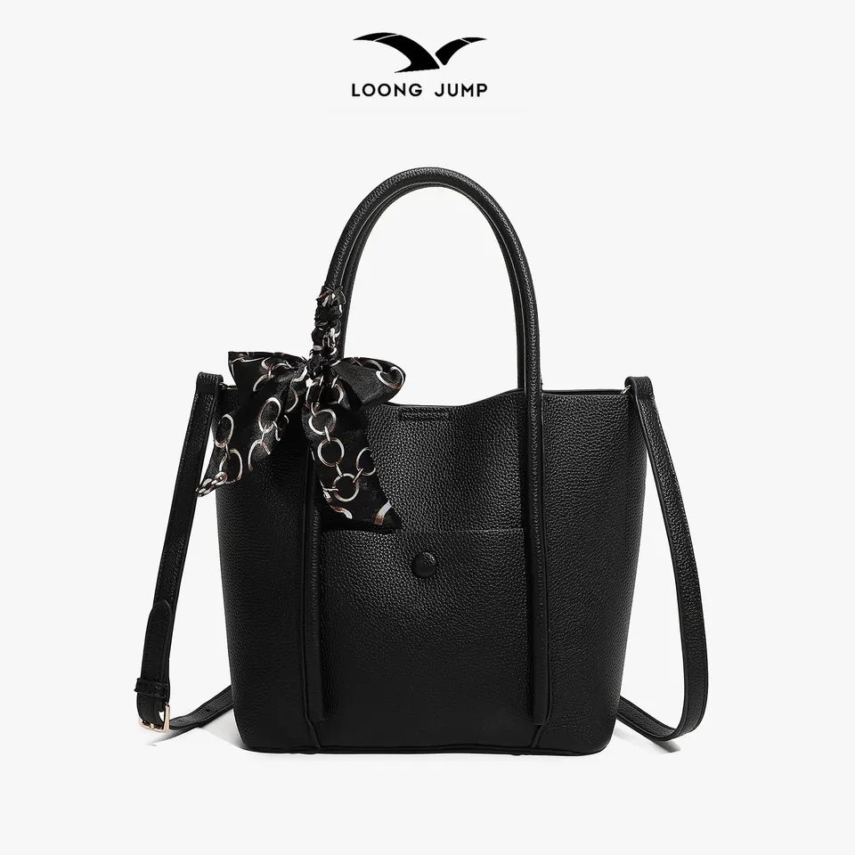 Tote Hitam dengan Scarf · DS-17-BLACK-L