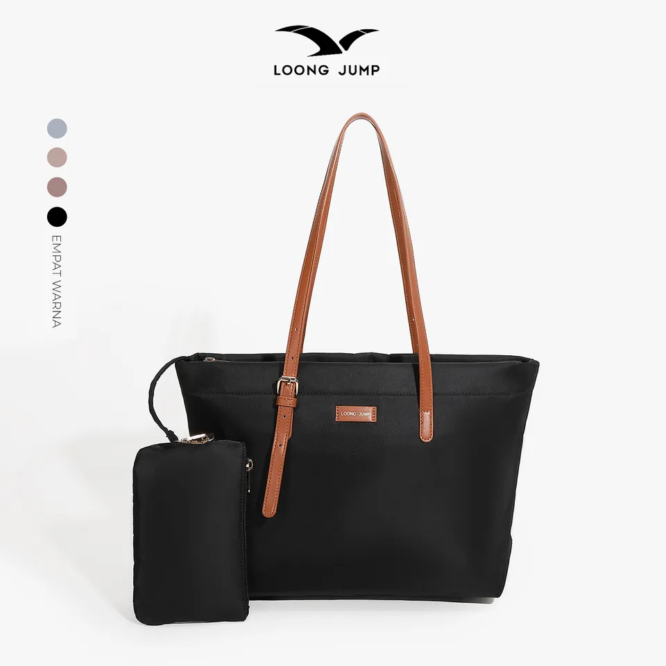 Tote Hitam dan Pouch · H-008-BLACK-M